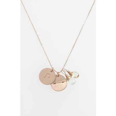 Nashelle Aqua Chalcedony, Lemon Quartz, Initial & Arrow 14K-Gold Fill Disc Necklace