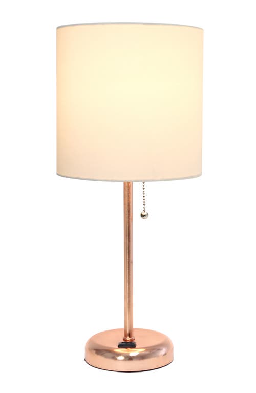Shop Lalia Home Usb Table Lamp In Rose Gold/white Shade