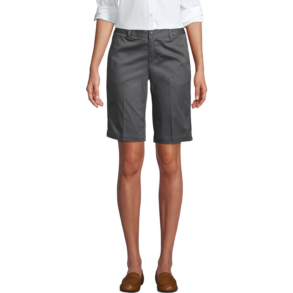 Lands' End School Uniform Young Plain Front Blend Chino Shorts In Arctic Gray