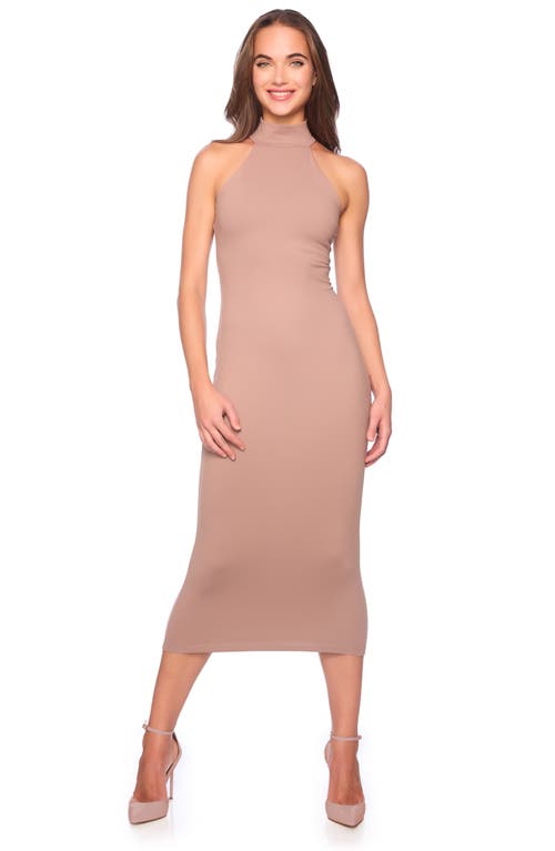 Shop Susana Monaco Mock Neck Body-con Midi Dress In Coco