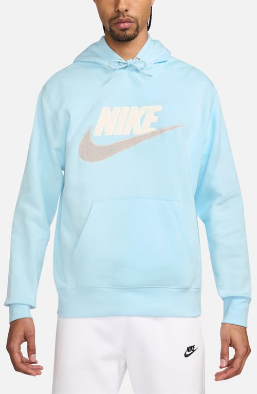 Shop Nike Cotton Blend Fleece Hoodie In Glacier Blue