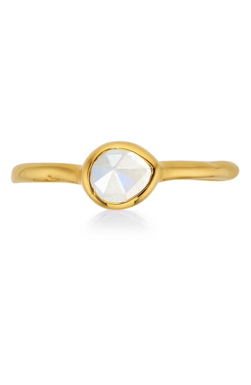 Shop Monica Vinader Siren Small Semiprecious Stone Stacking Ring In Gold/moonstone