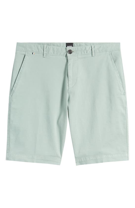 Shop Hugo Boss Slice Flat Front Shorts In Open Green