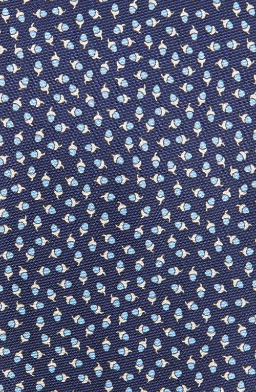 Zegna Ties Acorn Print Silk Tie In Navy