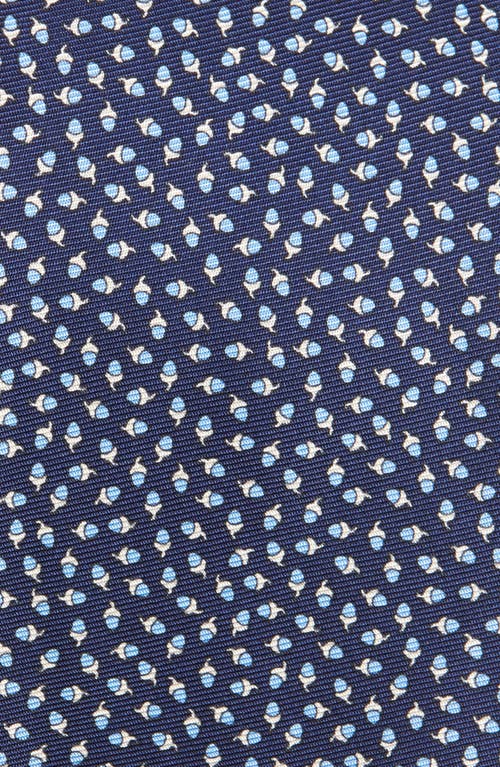 Shop Zegna Ties Acorn Print Silk Tie In Navy