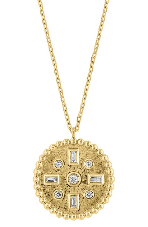 14K Yellow Gold & Diamond Medallion Pendant Necklace - 0.26 ctw