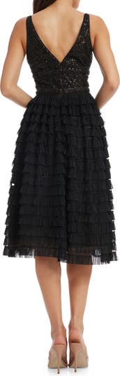 Becca Sequin Tulle Tiered Dress