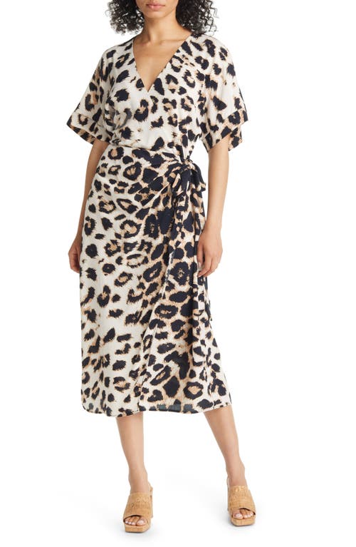 AWARE by VERO MODA Munique Leopard Print Wrap Dress in Birch