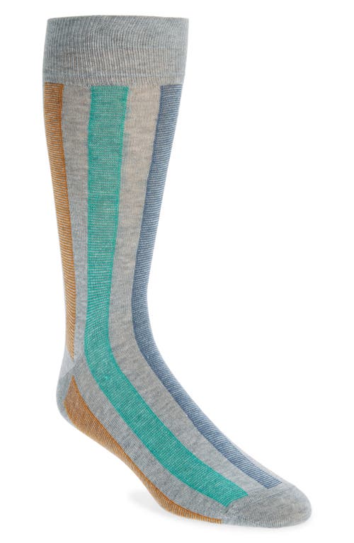 Vertical Stripe Dress Socks in Grey