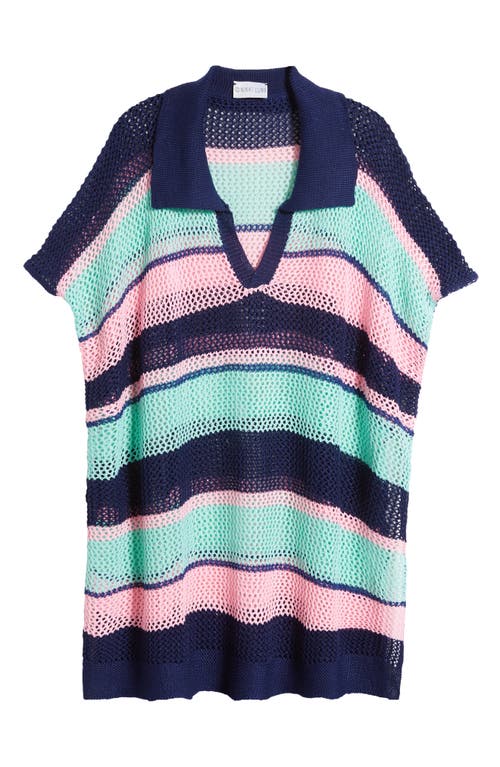 Shop Nikki Lund Stripe Open Stitch Sweater In Blue Multi