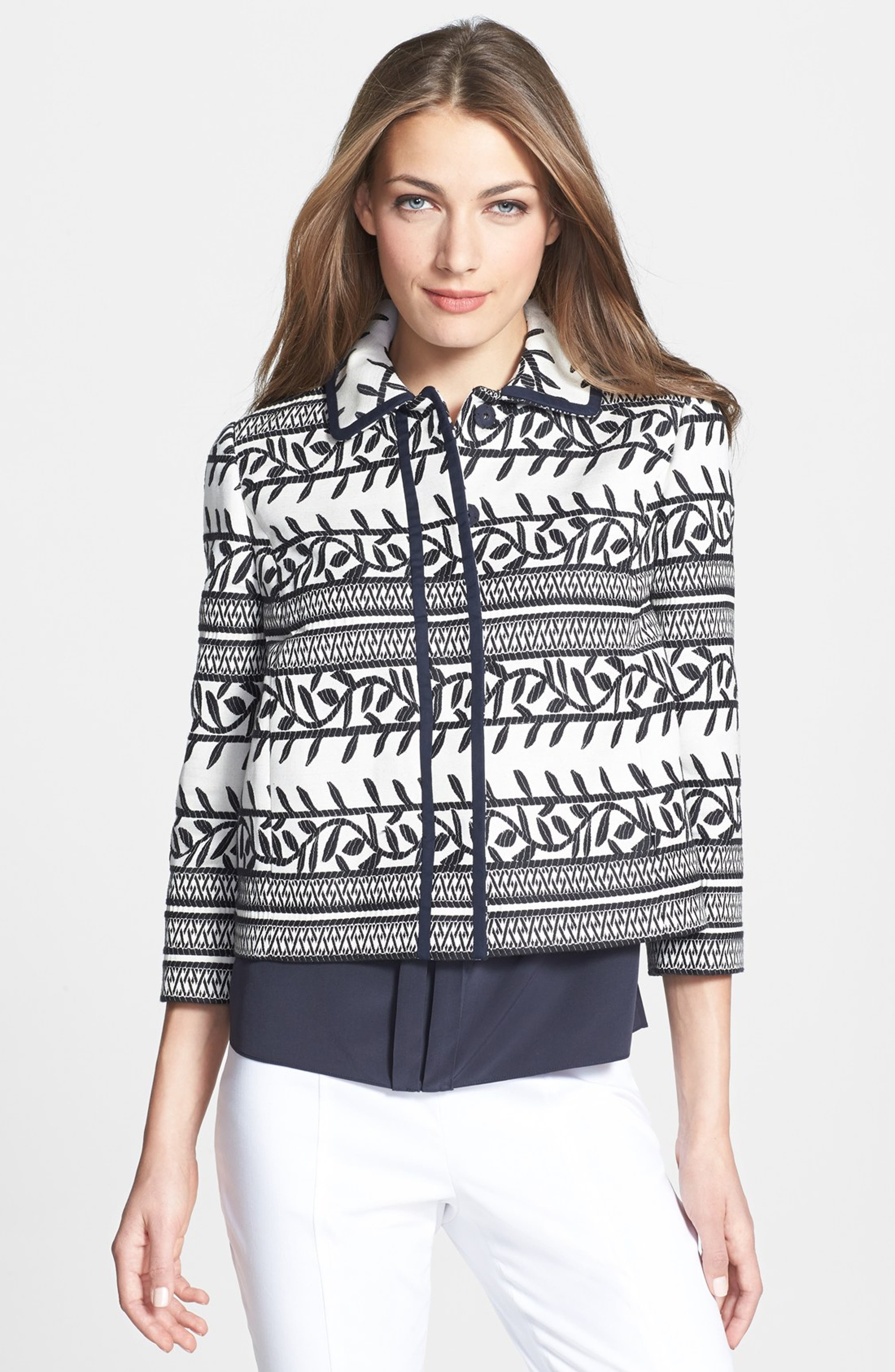 Tory Burch 'Laurie' Jacquard Crop Jacket | Nordstrom