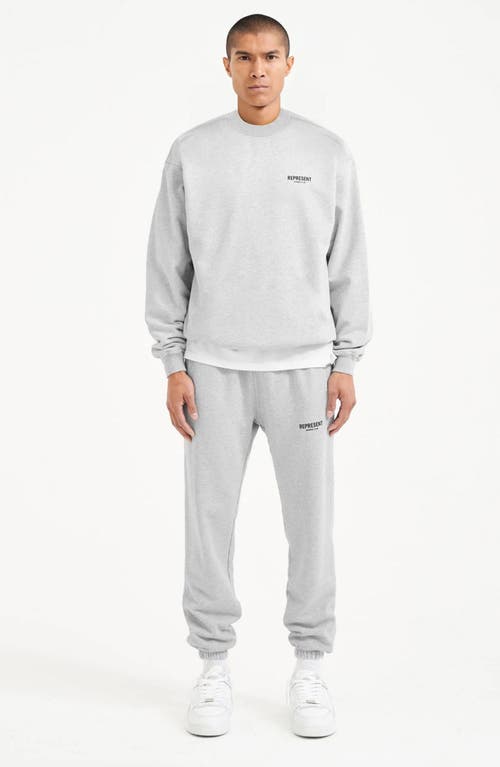 Represent Grey Crewneck Sweatshirt With Logo Lettering On The Front And Maxi Logo Print On The Rear In Cotton In Ash Grey/black