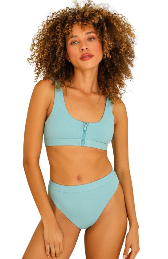 Dippin Daisys Wave Front Zipper Closure Bikini Top In Surf Rider