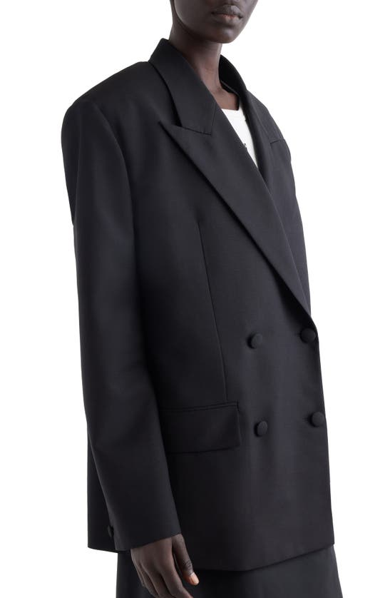 Givenchy Double Breasted Oversize Wool & Mohair Blazer In Black