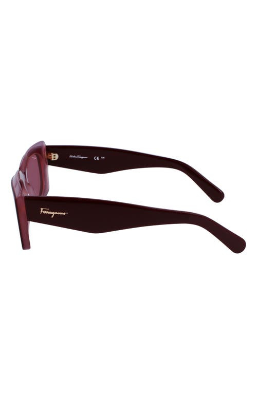 Shop Ferragamo 54mm Rectangular Sunglasses In Burgundy/rose