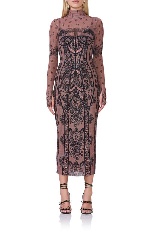 AFRM AFRM SHAILENE LONG SLEEVE TURTLENECK MESH DRESS