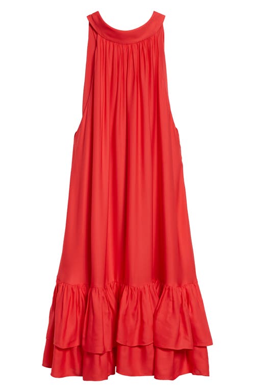 Shop Alice And Olivia Alice + Olivia Erna Ruffle Hem Minidress In Bright Poppy