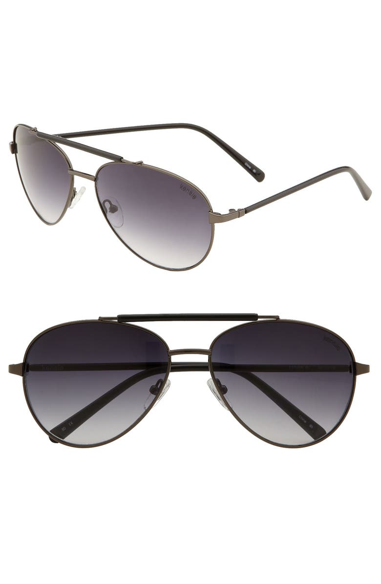 KENSIE 'Esther' Aviator Sunglasses, Main, color, GUNMETAL / BLACK
