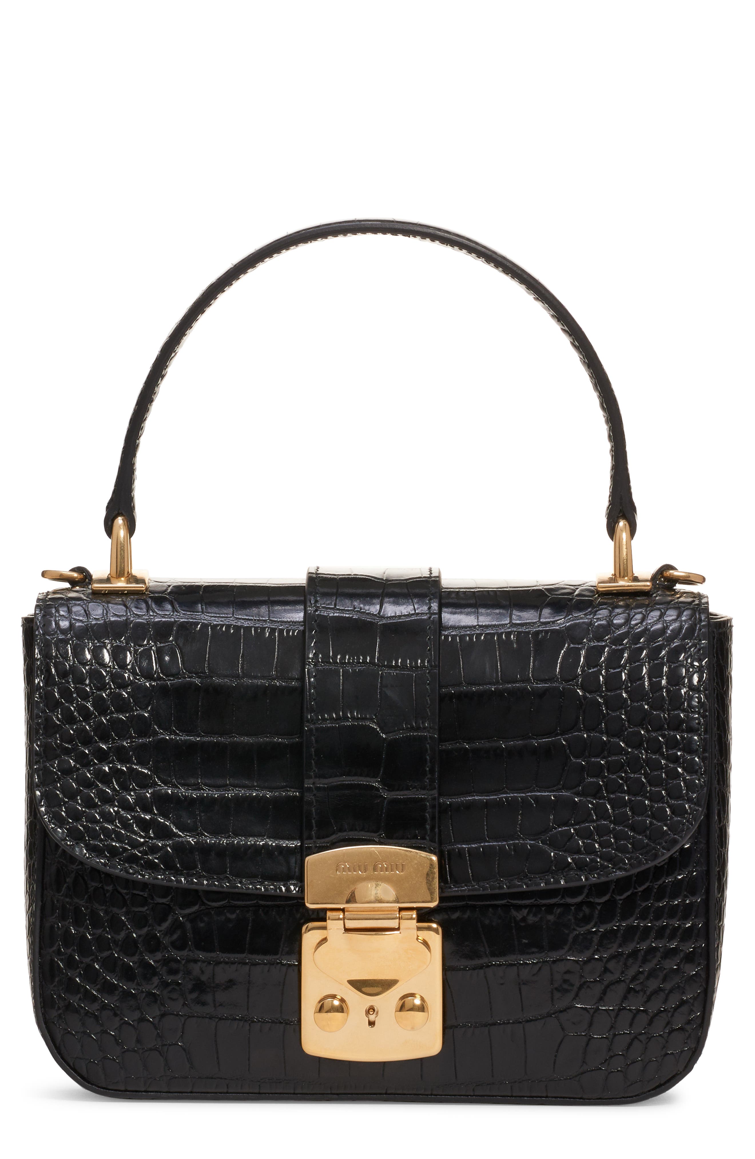 Miu Miu Croc Embossed Leather Top Handle Bag Nordstrom