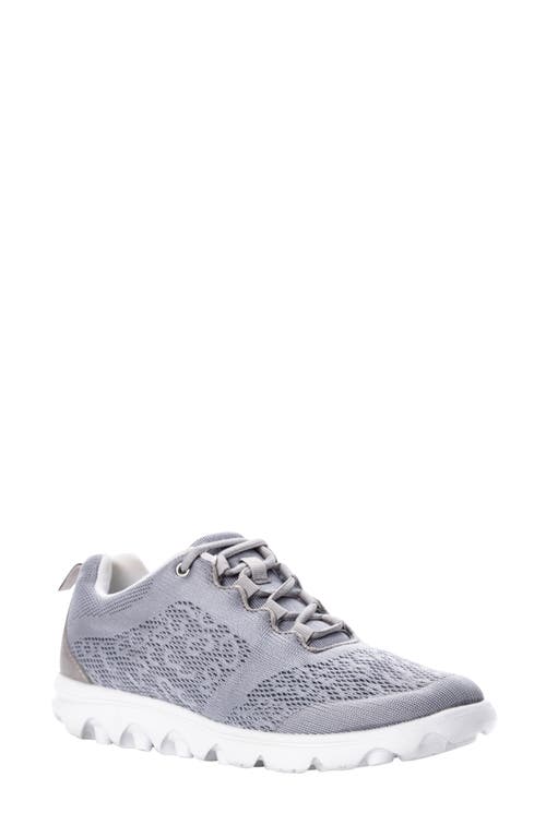 Propét TravelActiv Knit Lace-Up Sneaker in Silver Fabric at Nordstrom, Size 12