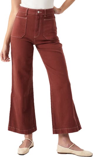 Free People Rolla's East Coast Cord Flare Trousers in Red