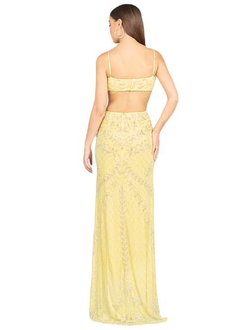 Shop Lara New York Countess Beaded Prom Dress In Lemon