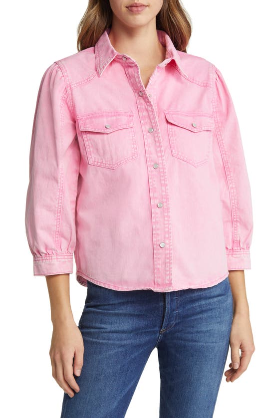 Nikki Lund Bessie Denim Shirt Jacket In Pink