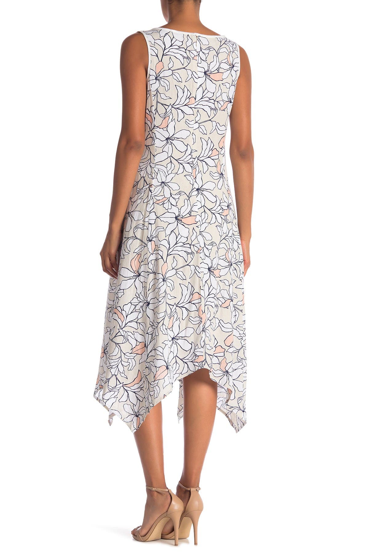 Jones New York | Sleeveless Linen Blend Floral Handkerchief Dress ...