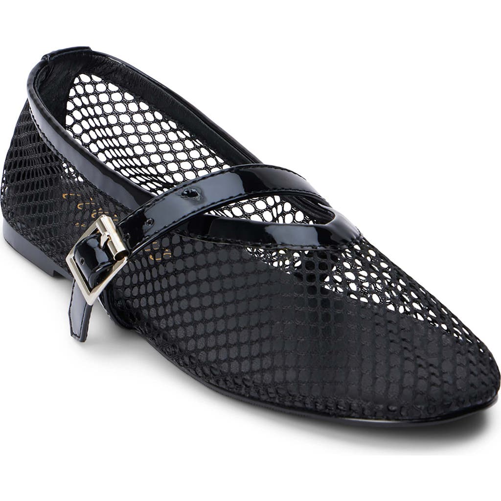 Coconuts By Matisse Nolita Black Mesh Buckle Ballet Flats In Black