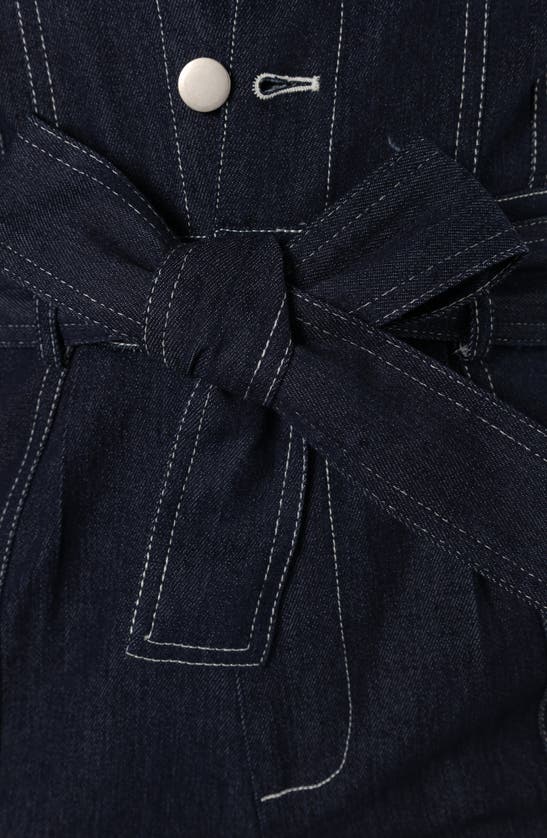 Petal And Pup Short Sleeve Denim Jumpsuit In Dark Denim