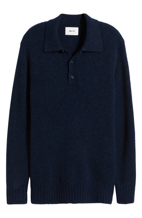 Nn07 Lee 6598 Long Sleeve Wool Blend Polo Sweater In Navy Blue