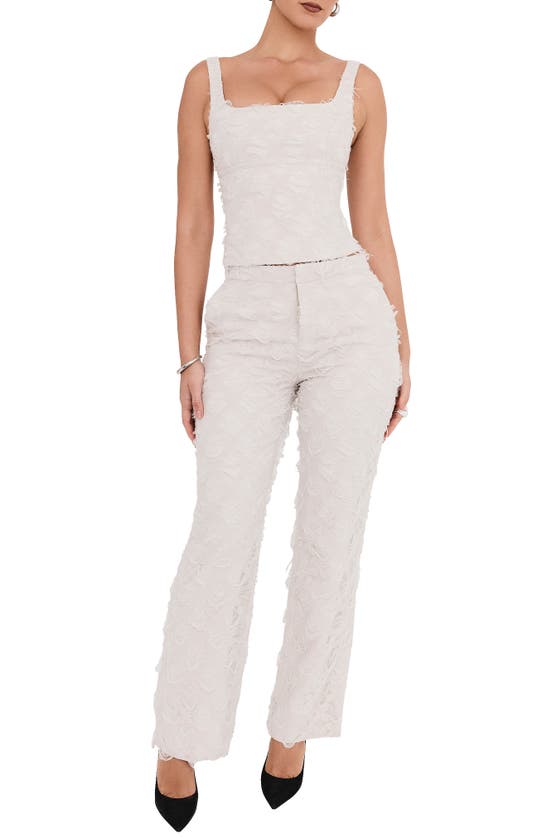Mistress Rocks Fray Floral Detail Square Neck Top In Taupe