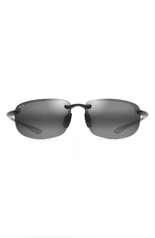 Maui Jim Hookipa 64mm Polarized Rectangle Sunglasses in Black /Grey at Nordstrom