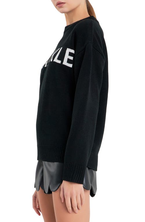 English Factory Lettering Sweater In Black