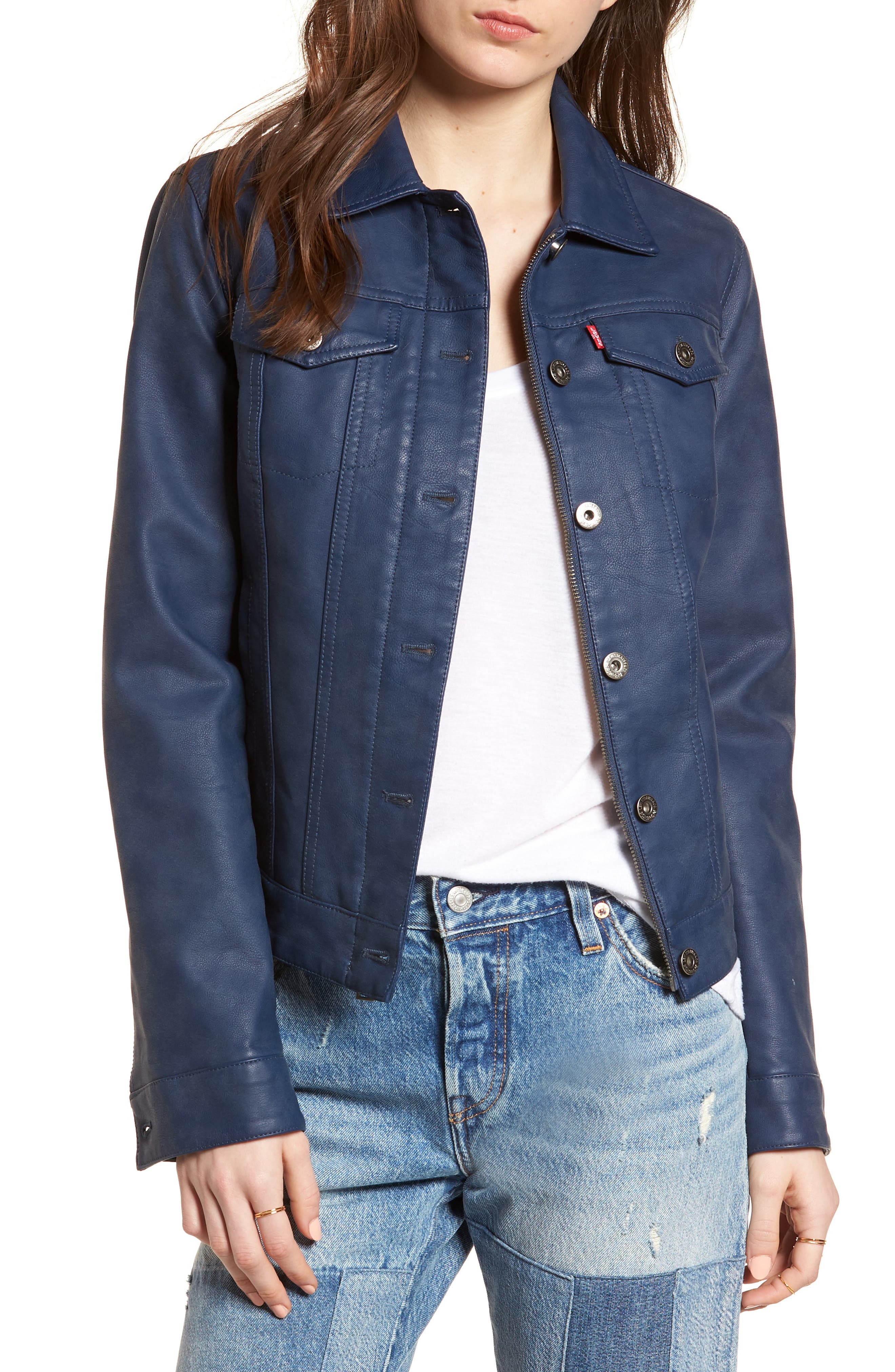 levi's classic faux leather trucker jacket