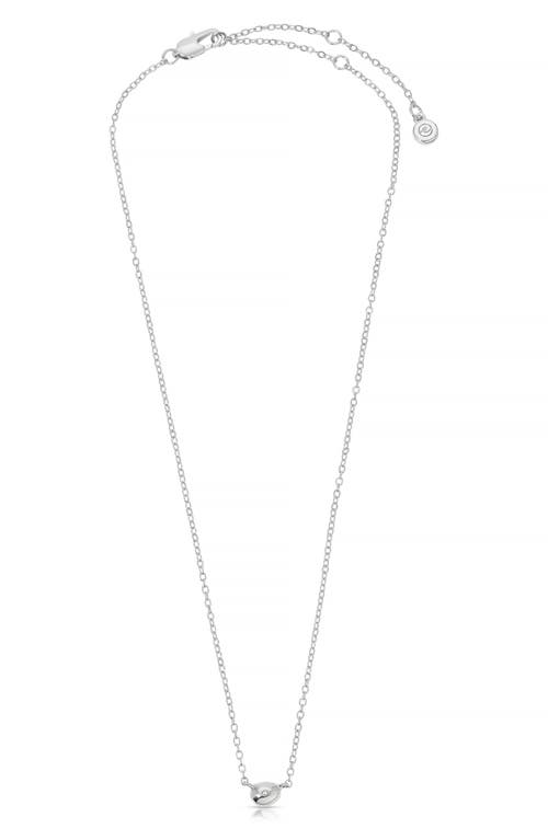 Ettika Pave Polished Pebble Pendant Necklace, 14-17 In Rhodium