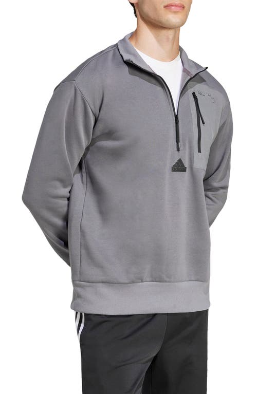 Shop Adidas Originals Adidas City Escape Fleece Half Zip Sweatshirt In Grey