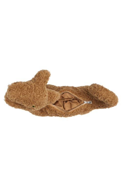 Shop Simone Rocha Creature Fleece Clutch In Brown