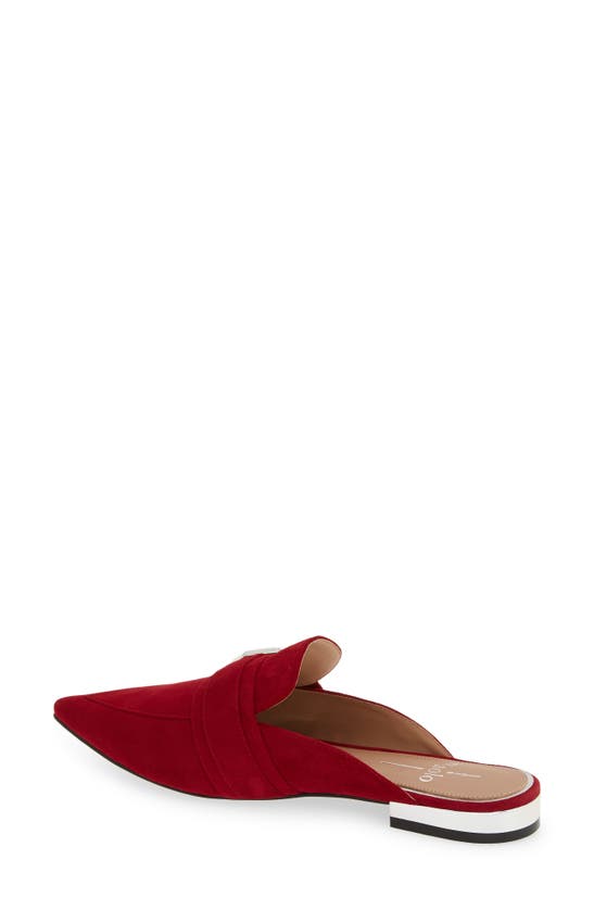 Shop Linea Paolo Ace Buckle Pointed Toe Mule In Red Suede