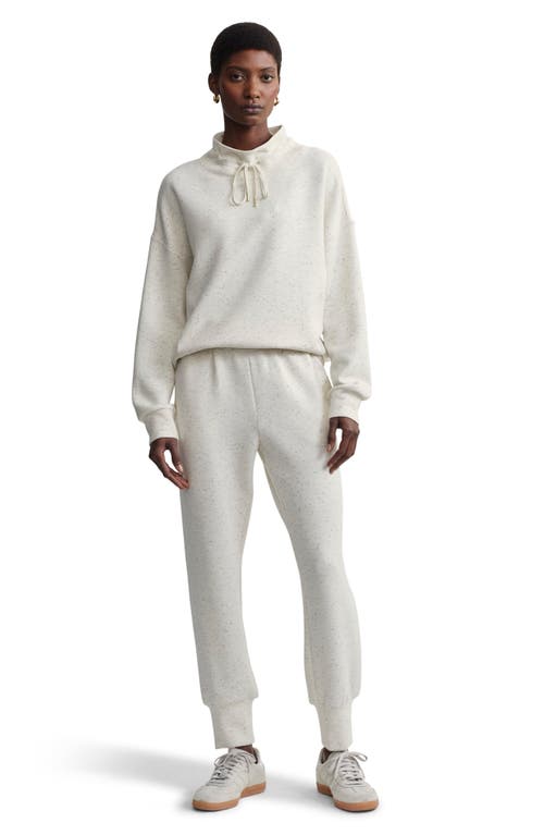 Shop Varley Oakdale Drawstring Sweatshirt In Ivory Marl Fleck