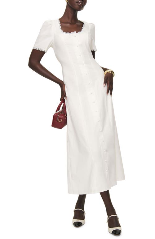 Shop Reformation Alida Organic Cotton Button-up Midi Dress In White