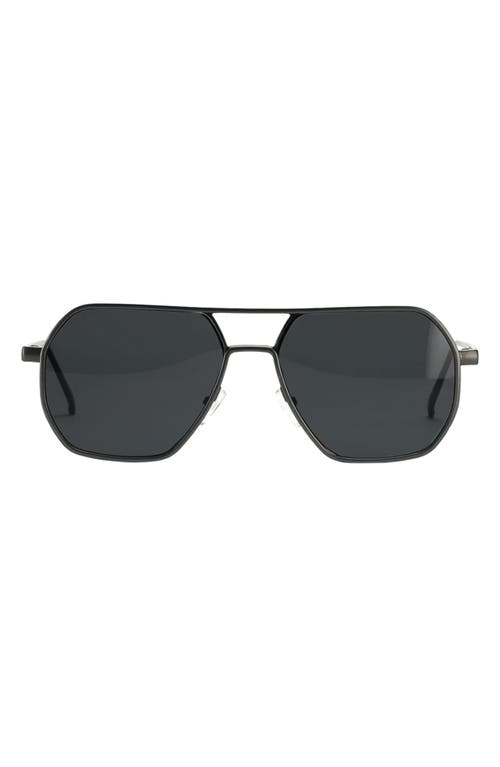 Nola 58mm Polarized Aviator Sunglasses in Black/Black