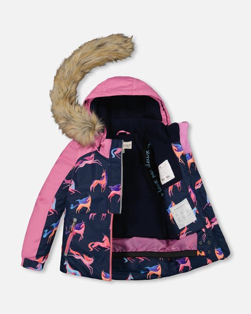 Shop Deux Par Deux Girl's Two Piece Snowsuit Mauve Printed Unicorns In Crocus