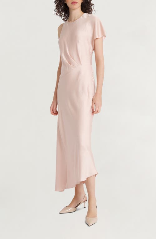 Shop Luxely Asymmetric Satin Dress In Blush