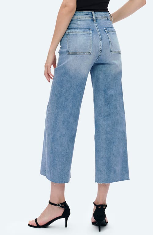 Shop Bayeas Seamed High Waist Raw Hem Crop Wide Leg Jeans In Ice Blue