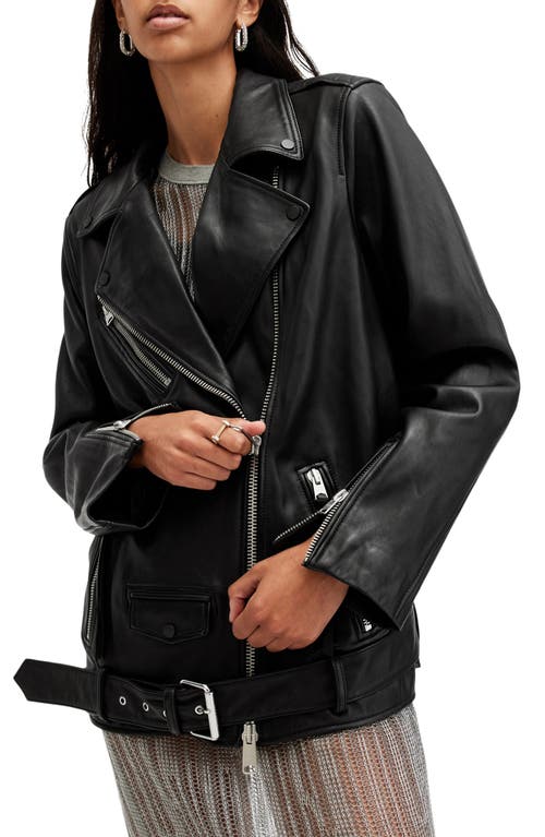 Shop Allsaints Billie Leather Biker Jacket In Black