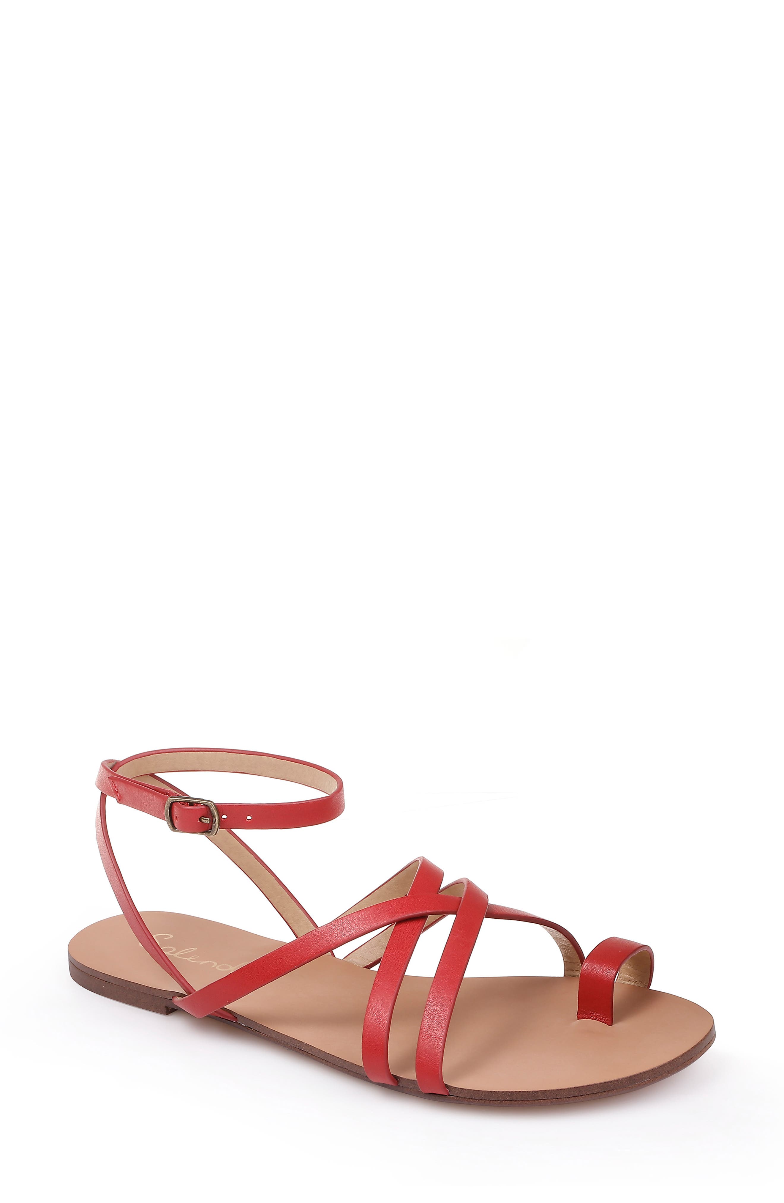 strappy toe loop sandals