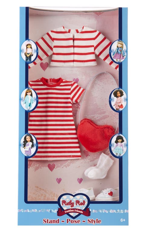 Ruby Red Fashion Friends Hearts & Stripes Doll Outfit at Nordstrom