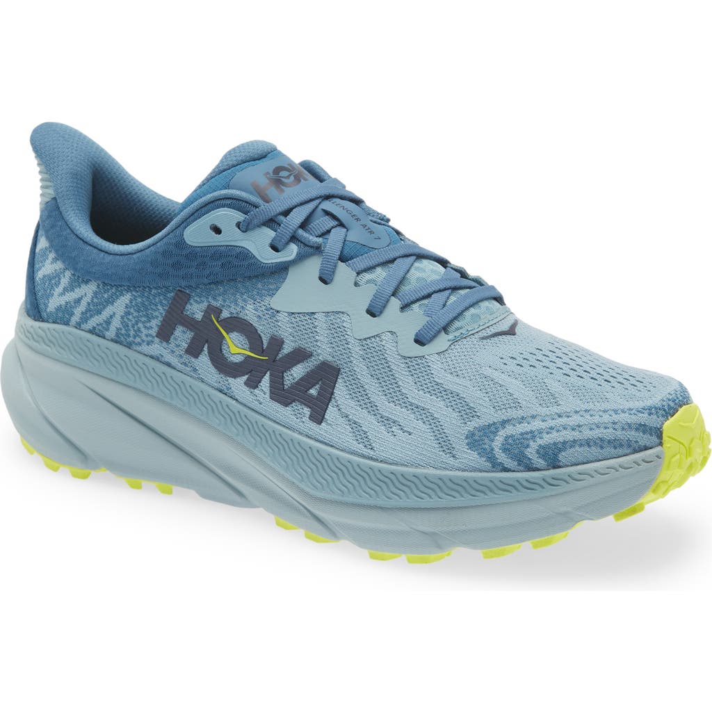 Hoka Challenger 7 Running Shoe In Stone Blue/evening Primrose