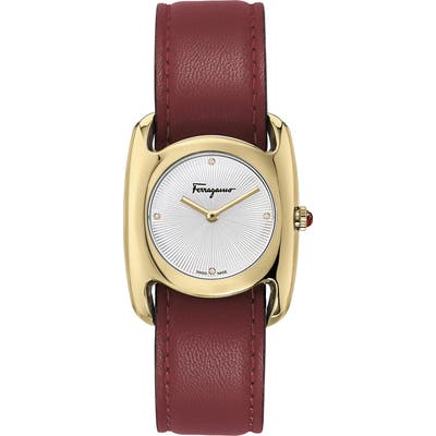 Salvatore Feragamo Vara Leather Strap Watch, 2m Mm